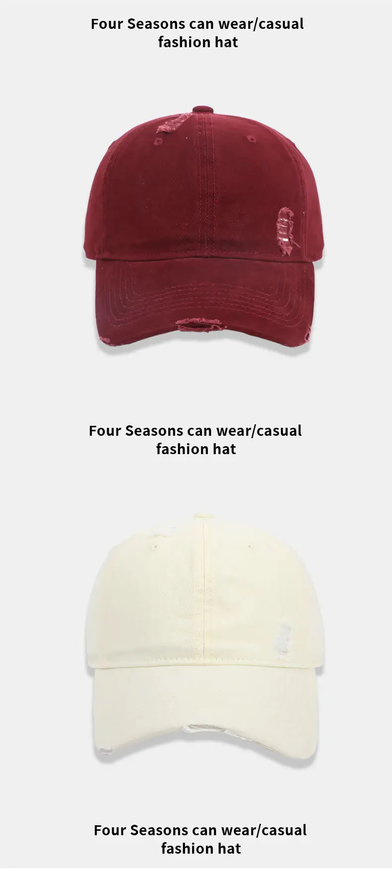 Pure Cotton Baseball Cap Women Men Solid Color Washable — feature 13