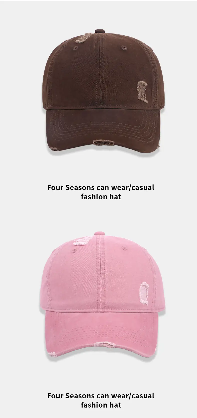 Pure Cotton Baseball Cap Women Men Solid Color Washable — feature 14