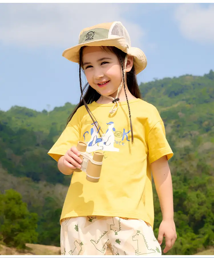 Cotton Kids T-Shirt White Short Sleeve Cartoon Print — feature 22