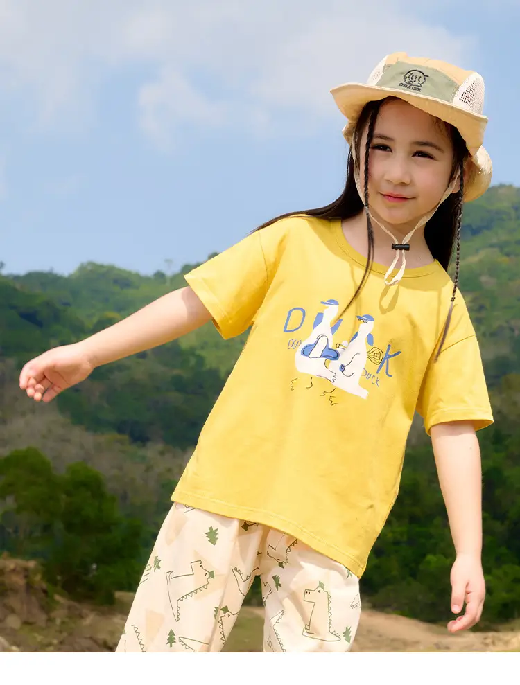 Cotton Kids T-Shirt White Short Sleeve Cartoon Print — feature 23