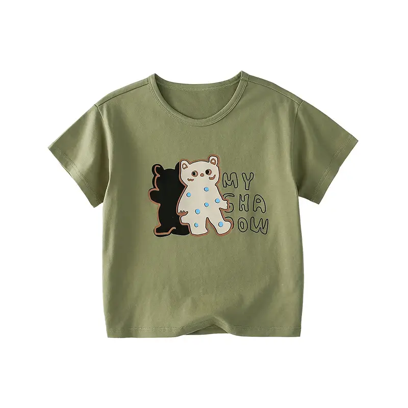 Cotton Kids T-Shirt White Short Sleeve Cartoon Print