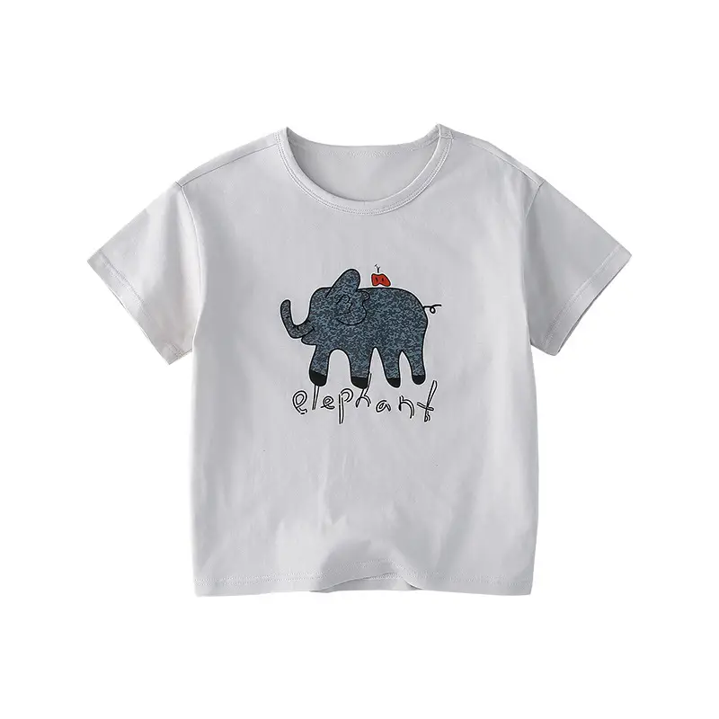 Cotton Kids T-Shirt White Short Sleeve Cartoon Print