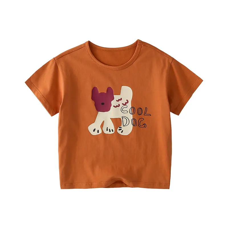 Cotton Kids T-Shirt White Short Sleeve Cartoon Print
