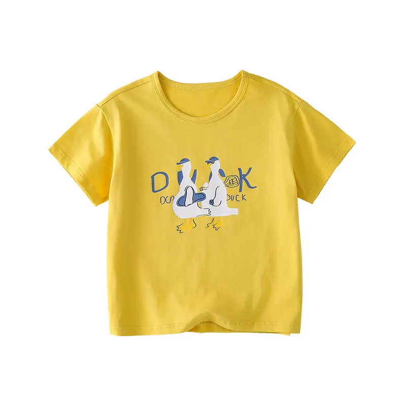 Cotton Kids T-Shirt White Short Sleeve Cartoon Print