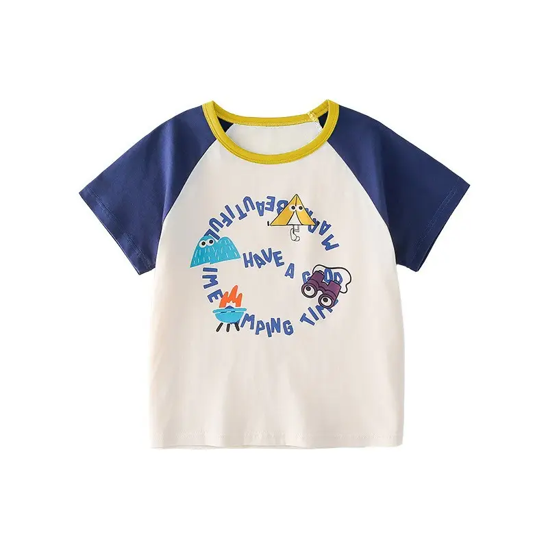 Cotton Kids T-Shirt White Short Sleeve Cartoon Print