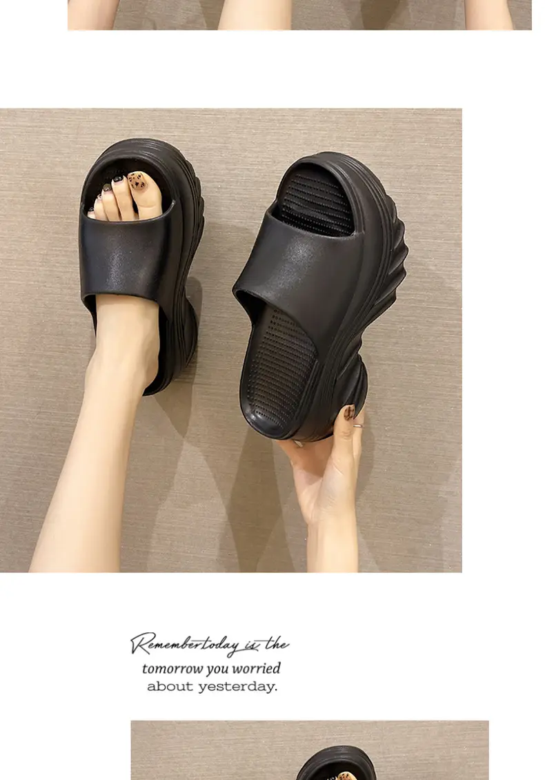 Thick-bottom Slip-on Slippers Women's Summer Height-increasing Indoor Home All-match Exterior Wear Non-slip Slippers Women's Slip-on Slippers — feature 10