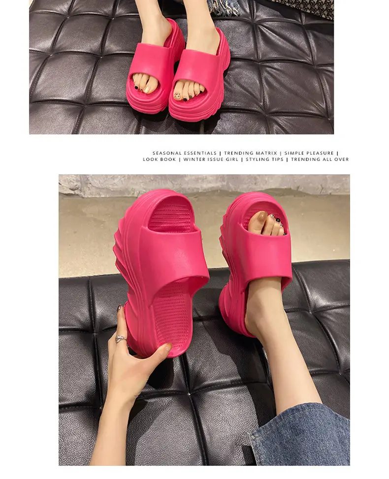 Thick-bottom Slip-on Slippers Women's Summer Height-increasing Indoor Home All-match Exterior Wear Non-slip Slippers Women's Slip-on Slippers — feature 4
