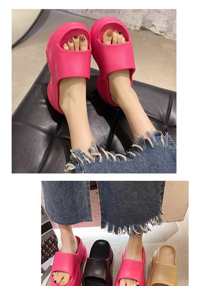 Thick-bottom Slip-on Slippers Women's Summer Height-increasing Indoor Home All-match Exterior Wear Non-slip Slippers Women's Slip-on Slippers — feature 5