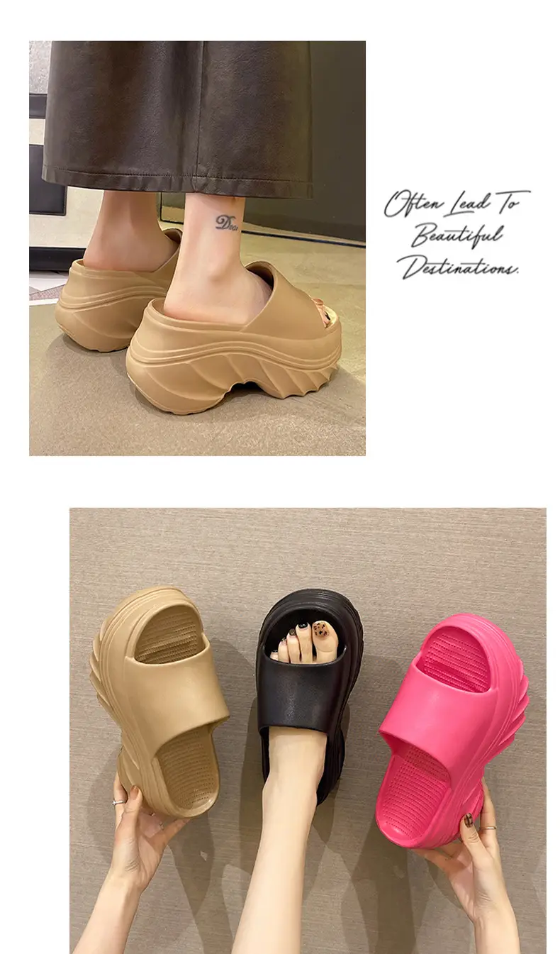 Thick-bottom Slip-on Slippers Women's Summer Height-increasing Indoor Home All-match Exterior Wear Non-slip Slippers Women's Slip-on Slippers — feature 9