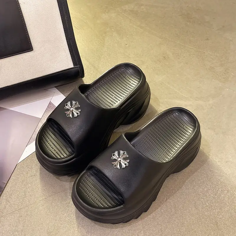 Thick-bottom Slip-on Slippers Women's Summer Height-increasing Indoor Home All-match Exterior Wear Non-slip Slippers Women's Slip-on Slippers - Image 5