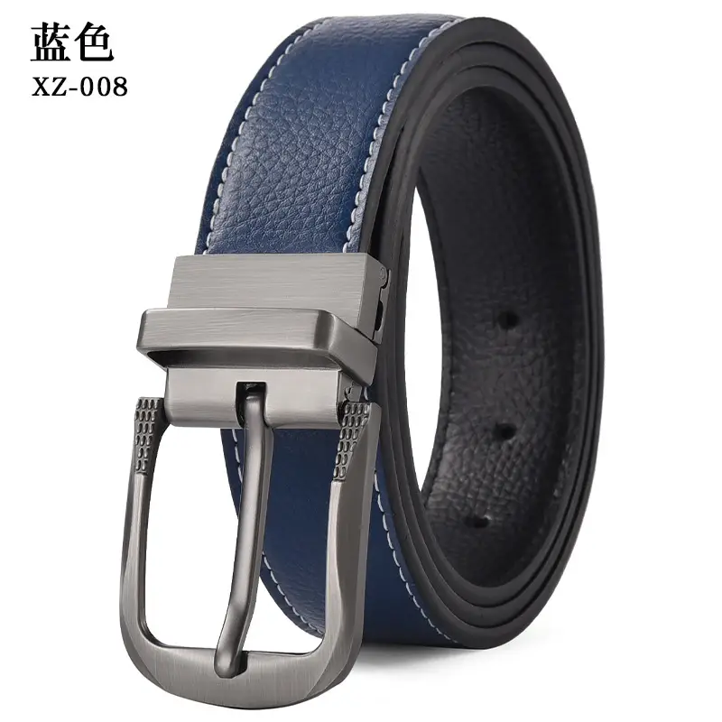 Men's Brown Leather Belt with Silver Pin Buckle — feature 12
