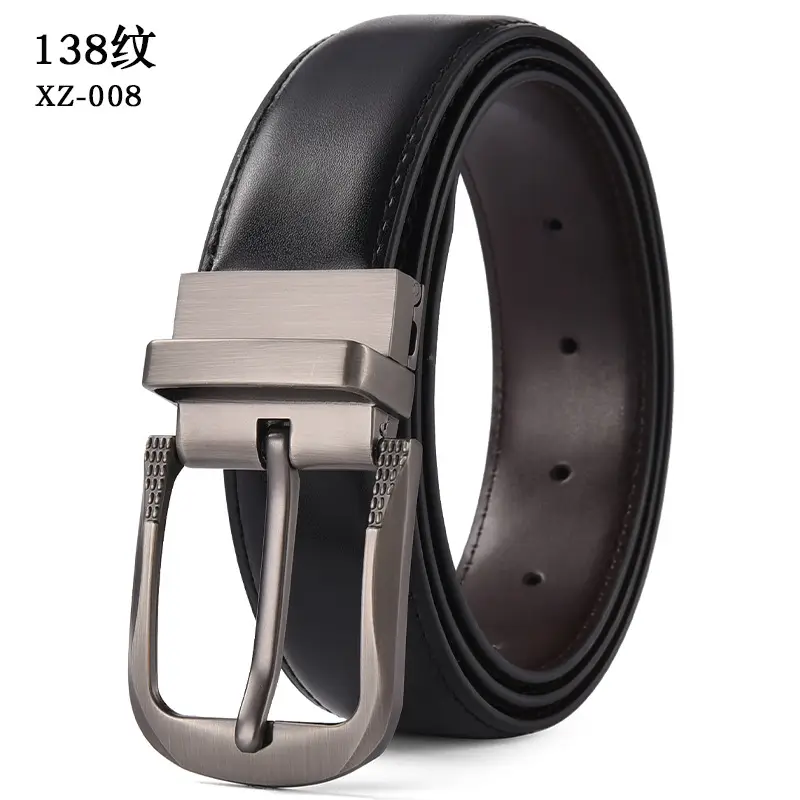 Men's Brown Leather Belt with Silver Pin Buckle — feature 13