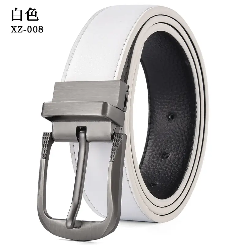 Men's Brown Leather Belt with Silver Pin Buckle — feature 7