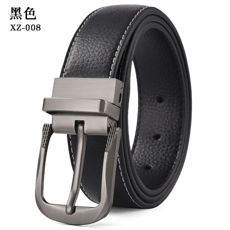 Men's Brown Leather Belt with Silver Pin Buckle — feature 9