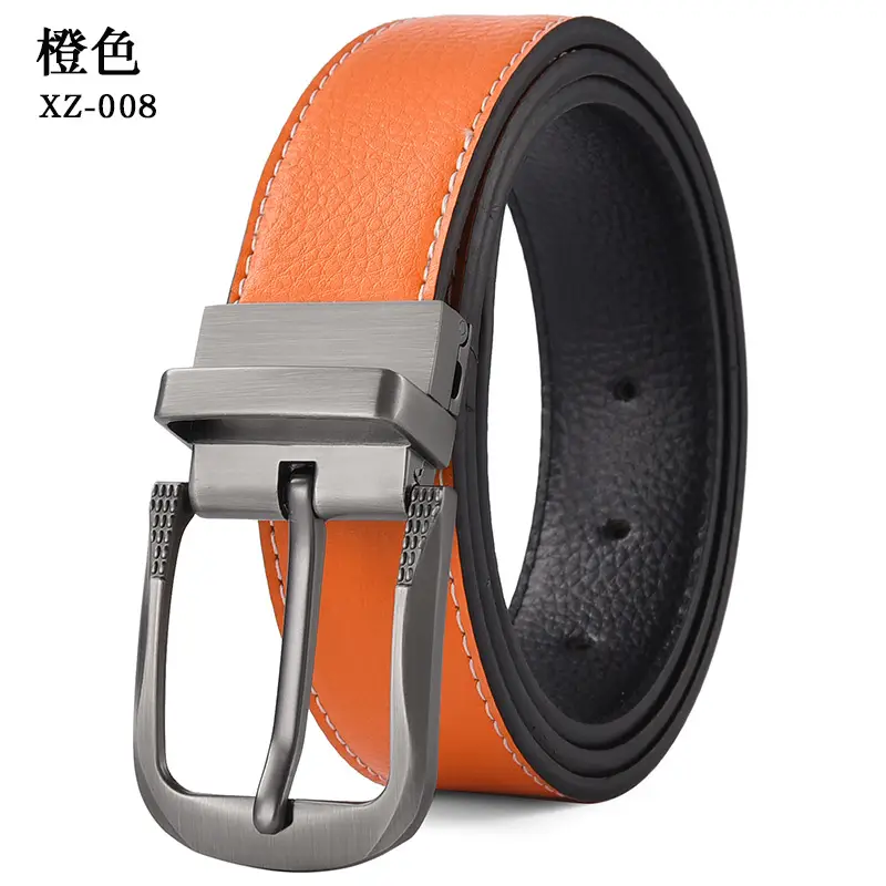 Men's Brown Leather Belt with Silver Pin Buckle - Image 5