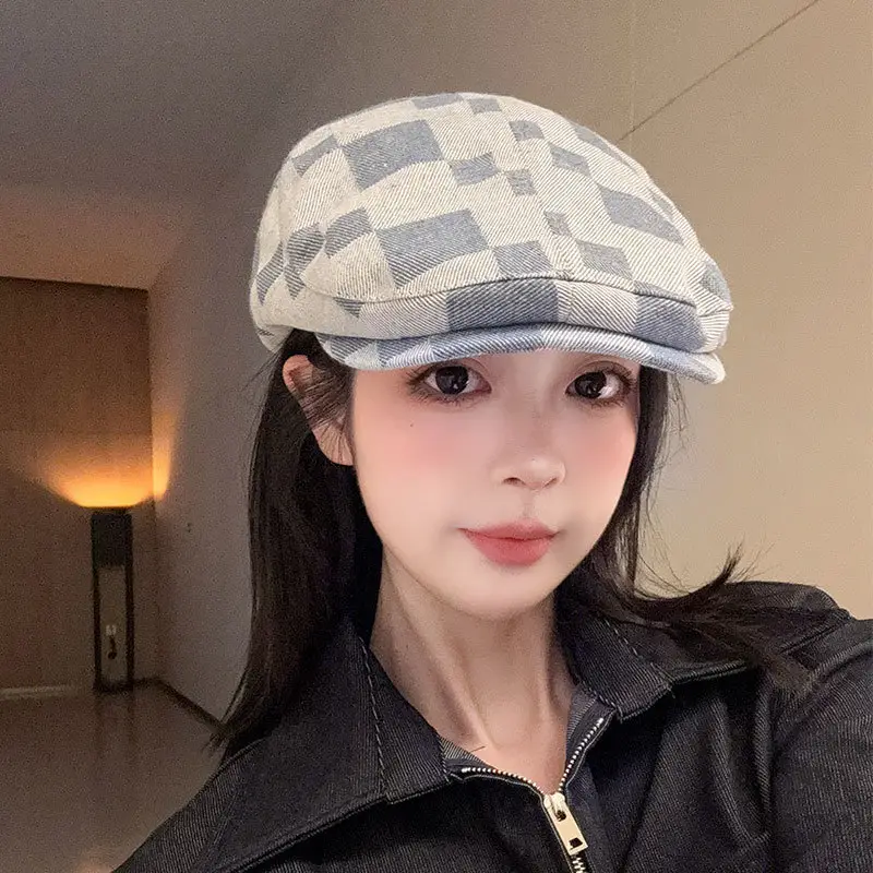 2025 British Retro Plaid Beret Cap for Men Women - Image 3