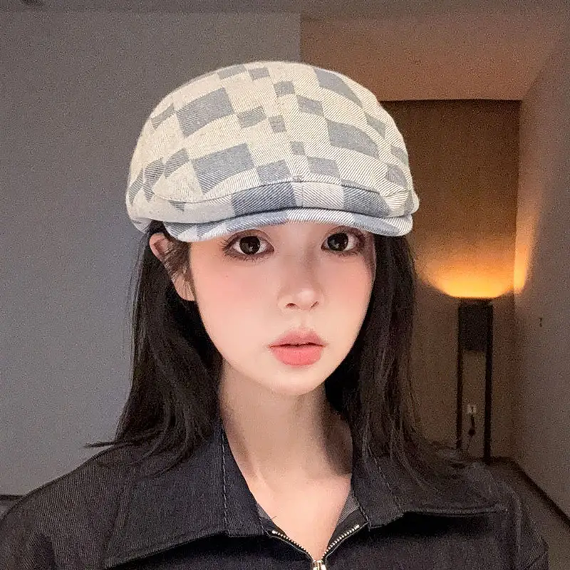 2025 British Retro Plaid Beret Cap for Men Women - Image 4