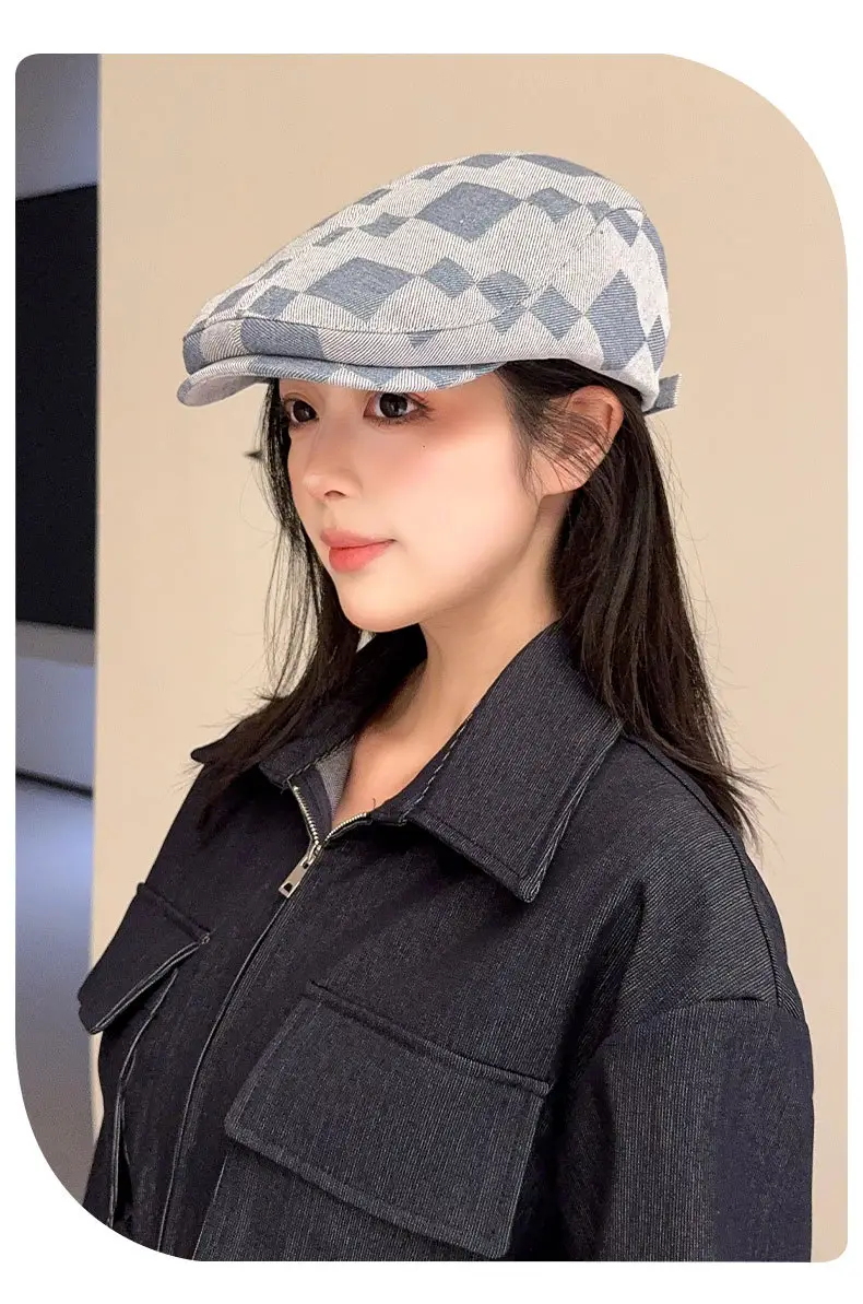 2025 British Retro Plaid Beret Cap for Men Women — feature 10