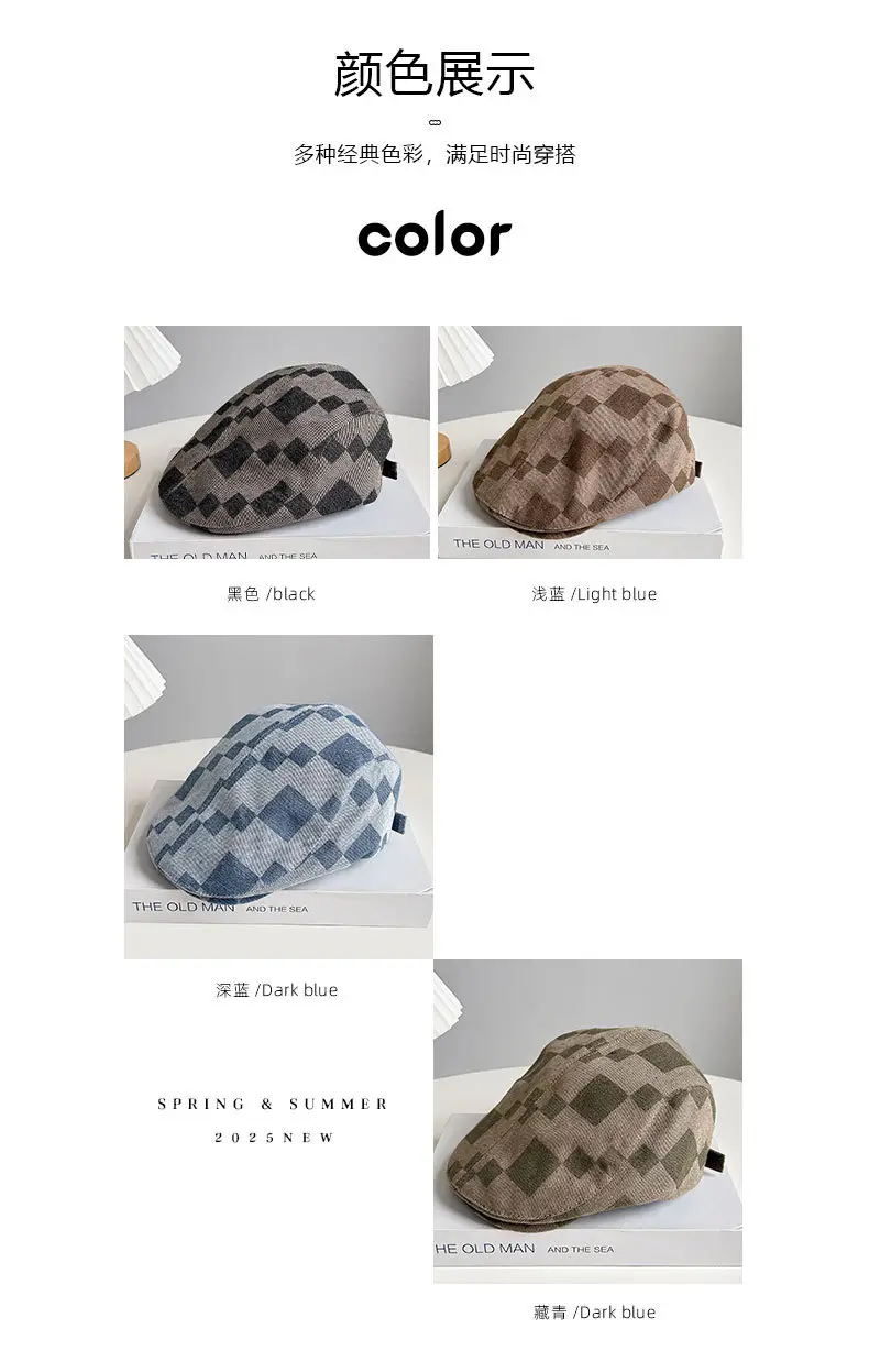 2025 British Retro Plaid Beret Cap for Men Women — feature 7