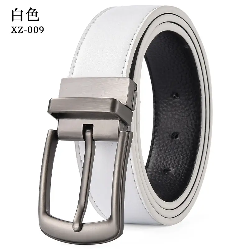 Men's Black Leather Belt with Silver Pin Buckle - Image 11