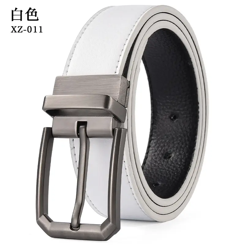 Men's Brown Leather Belt with Silver Pin Buckle - Image 11