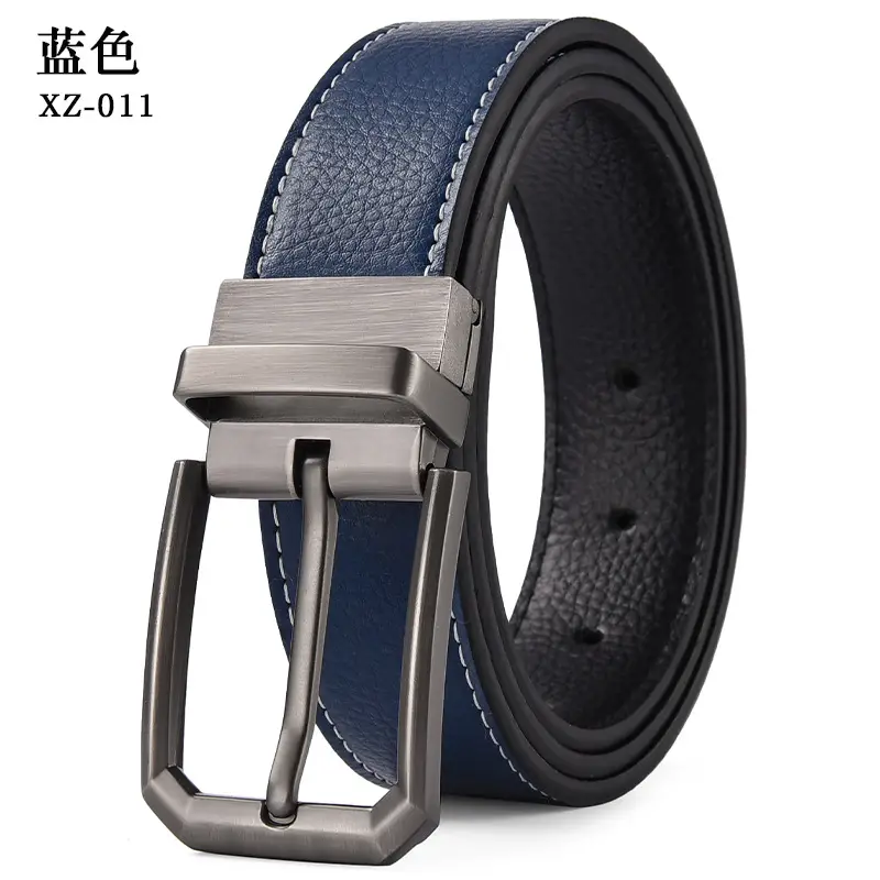 Men's Brown Leather Belt with Silver Pin Buckle — feature 12