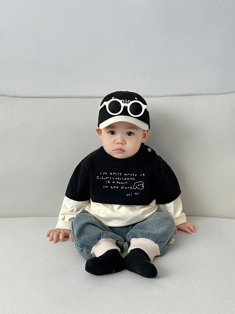 Baby Jeans Pants Set Blue Cotton Spring Wear - Image 3