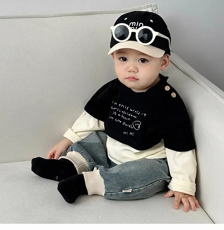 Baby Jeans Pants Set Blue Cotton Spring Wear — feature 3