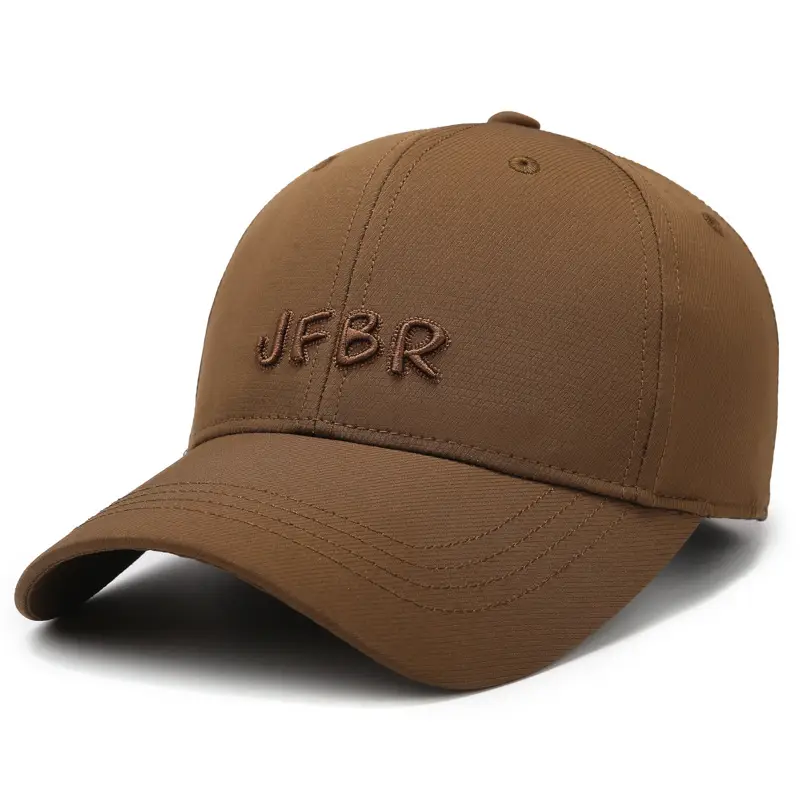 Korean Style Embroidered Baseball Cap Brown - Image 5