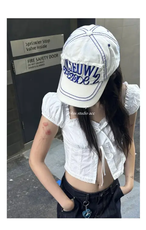 Women White Letter Baseball Cap 56-61cm — feature 1
