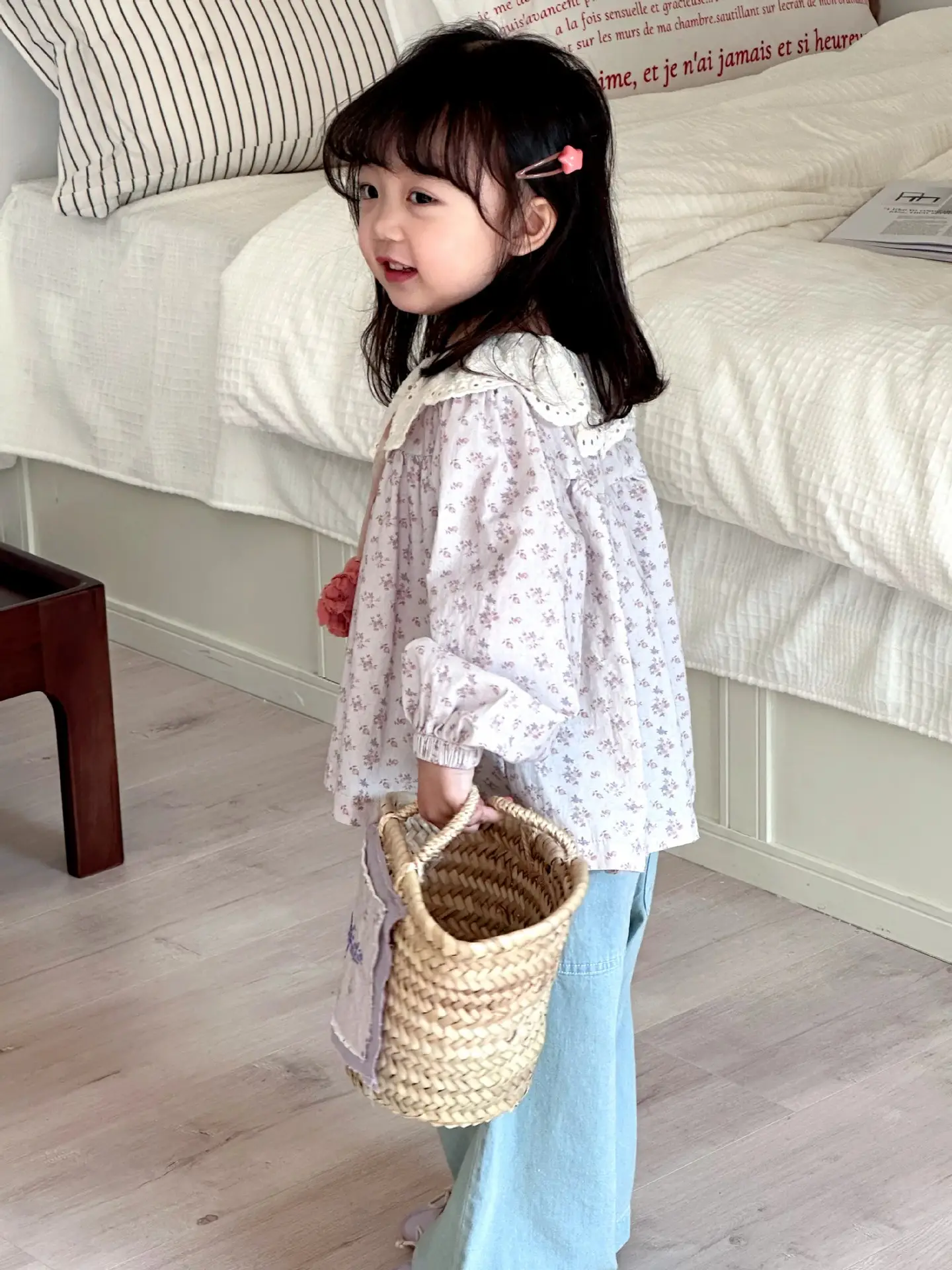 Girls Korean Style 2025 Spring New Jersey Denim Wide Leg — feature 11