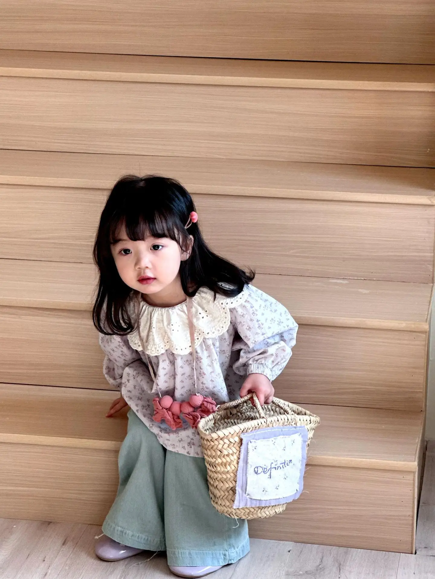 Girls Korean Style 2025 Spring New Jersey Denim Wide Leg — feature 17