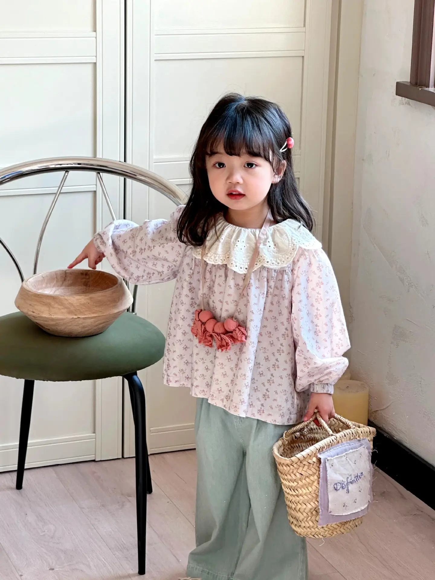 Girls Korean Style 2025 Spring New Jersey Denim Wide Leg — feature 8