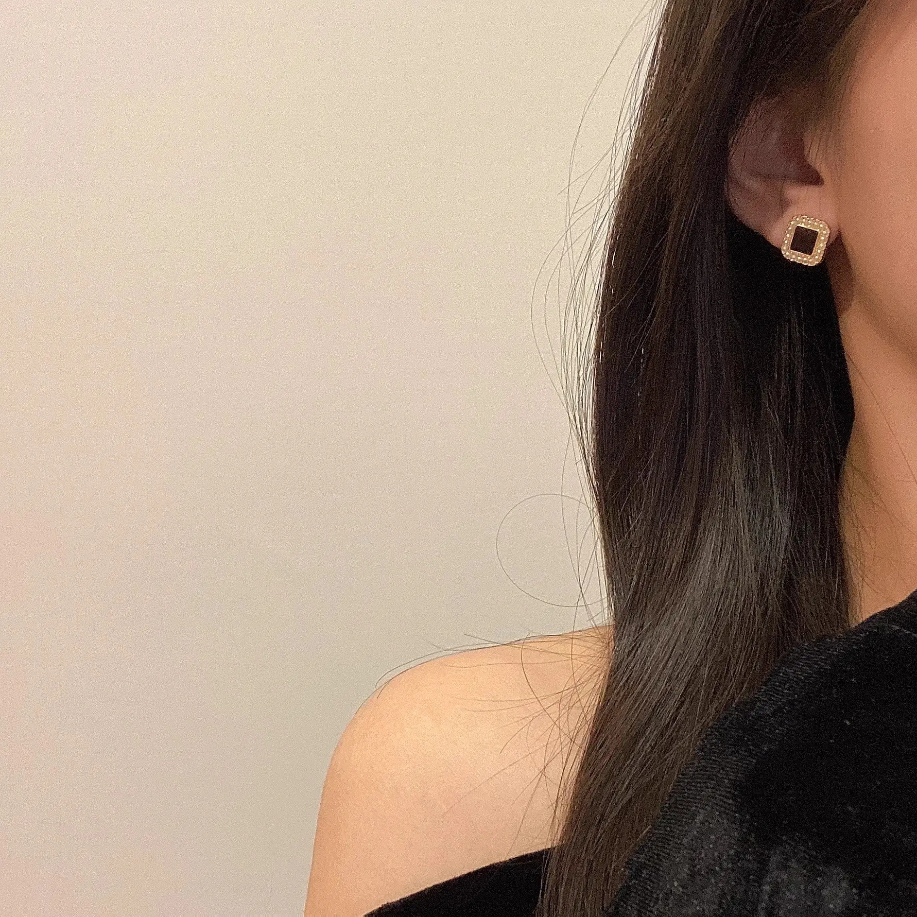 S925 Silver Pearl Geometric Square Earrings Women - Image 2