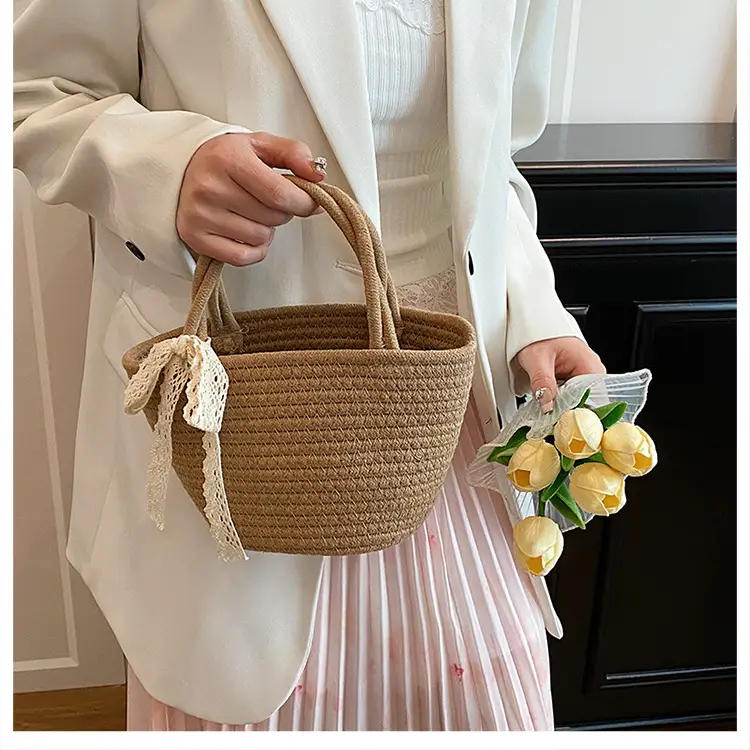 Women Straw Woven Vegetable Basket Handmade Bag — feature 16
