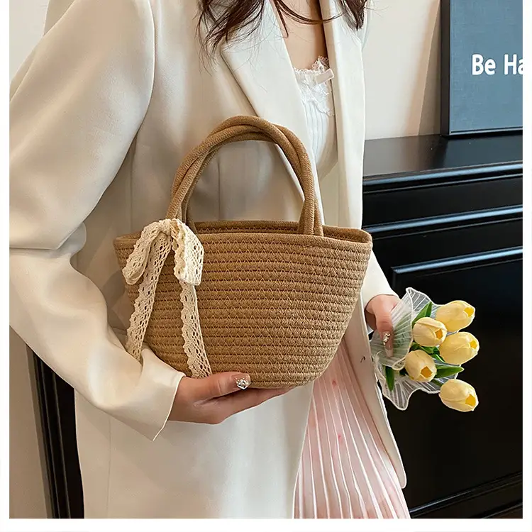 Women Straw Woven Vegetable Basket Handmade Bag — feature 18
