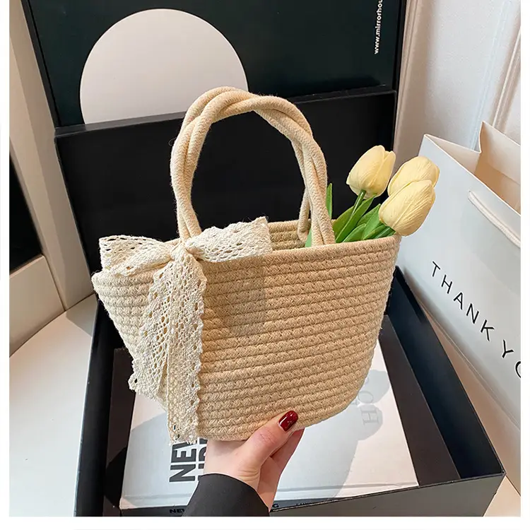 Women Straw Woven Vegetable Basket Handmade Bag — feature 19
