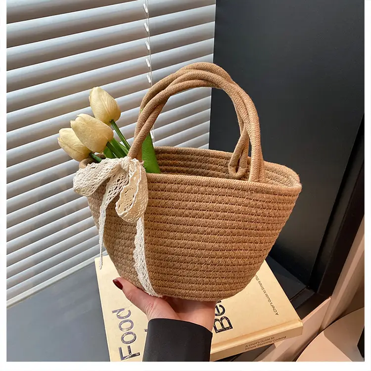 Women Straw Woven Vegetable Basket Handmade Bag — feature 20