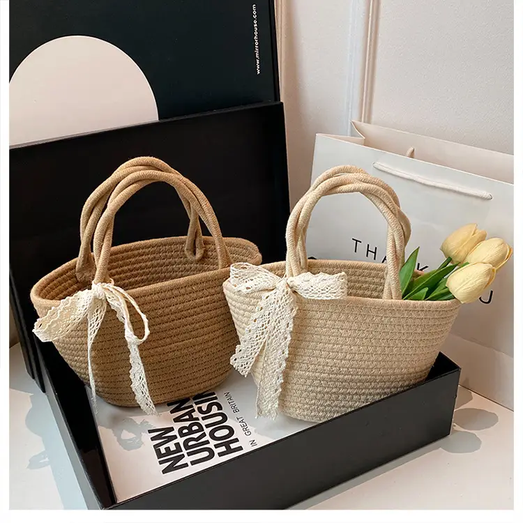 Women Straw Woven Vegetable Basket Handmade Bag — feature 21