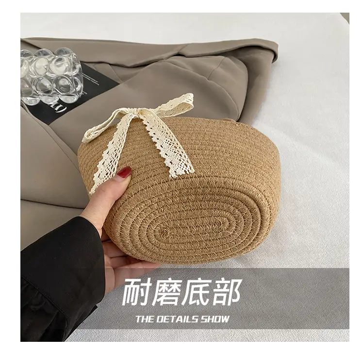 Women Straw Woven Vegetable Basket Handmade Bag — feature 5