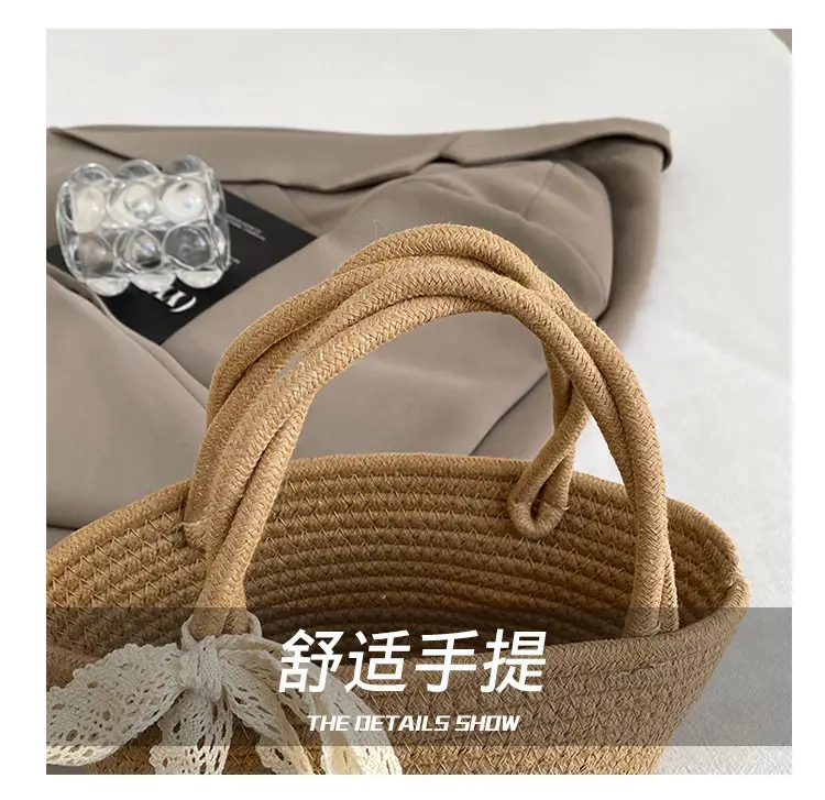 Women Straw Woven Vegetable Basket Handmade Bag — feature 7