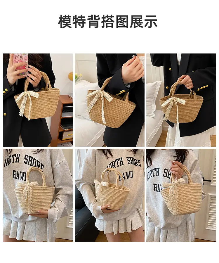 Women Straw Woven Vegetable Basket Handmade Bag — feature 8