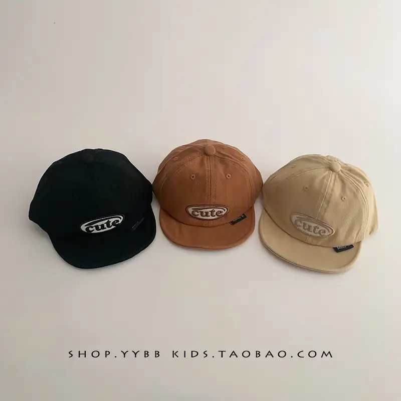 Red Korean Letter Baby Cap for Boys Girls Spring Autumn Sunscreen Cap Small Month Age