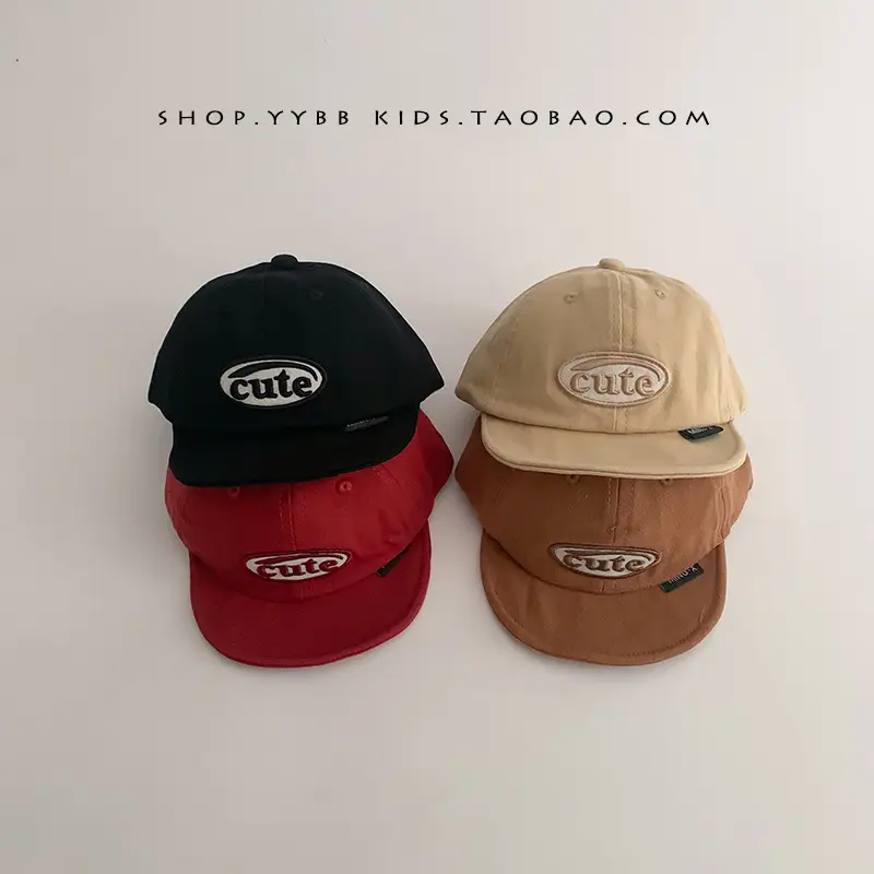 Red Korean Letter Baby Cap for Boys Girls Spring Autumn Sunscreen Cap Small Month Age