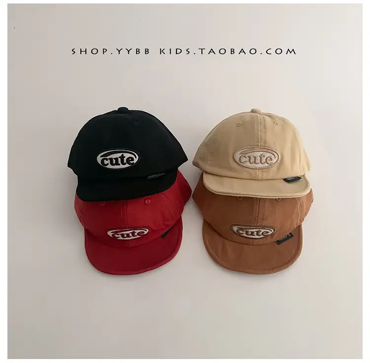 Red Korean Letter Baby Cap for Boys Girls Spring Autumn Sunscreen Cap Small Month Age — feature 3
