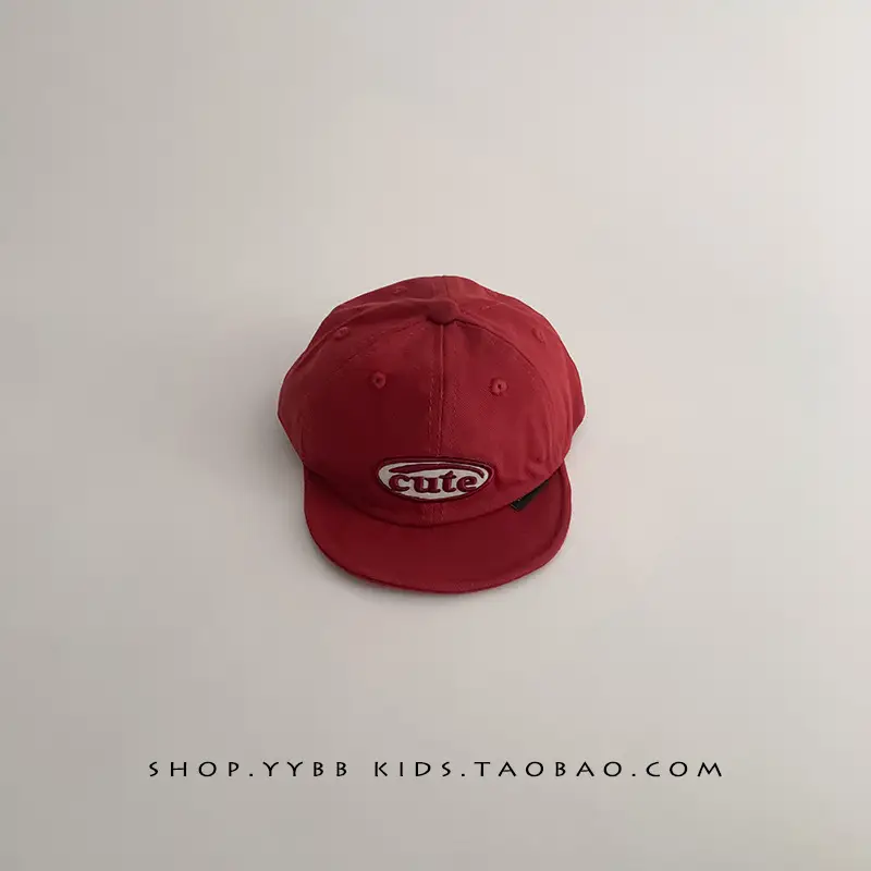 Red Korean Letter Baby Cap for Boys Girls Spring Autumn Sunscreen Cap Small Month Age