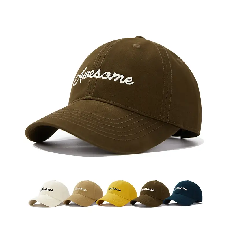 Men's Yellow Embroidered Baseball Cap with Wide Brim - Image 8