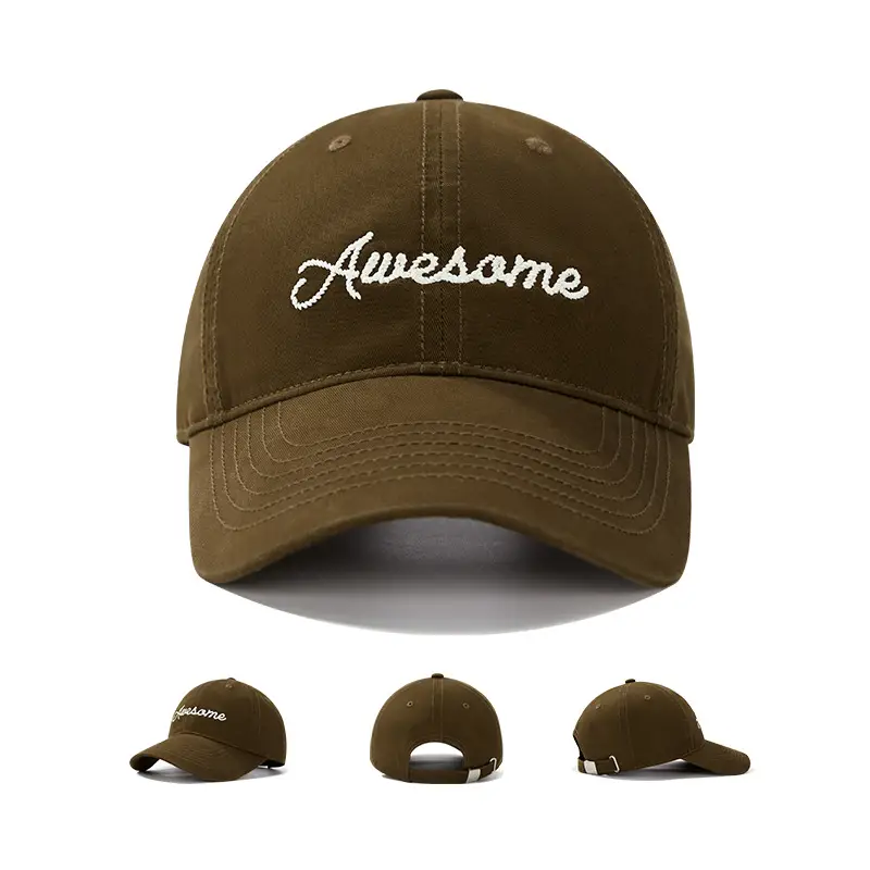 Men's Yellow Embroidered Baseball Cap with Wide Brim - Image 9