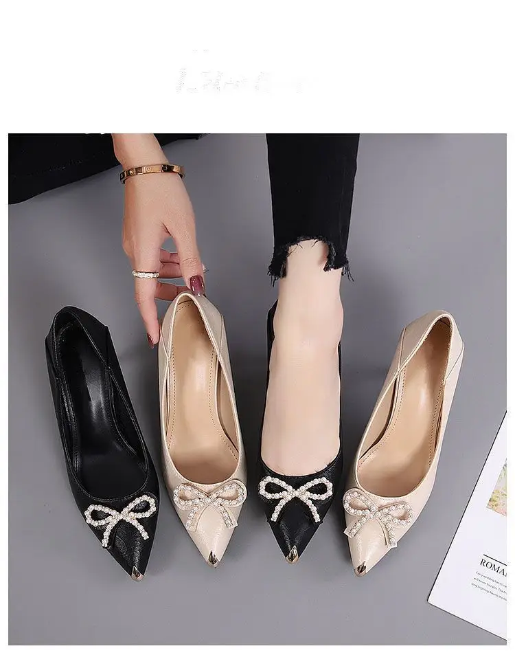 2026 Spring and Autumn New Style Professional Small High Heels Women's Pointed Toe Stiletto Sexy Work Shoes Women's Black Comfortable Single Shoes — feature 1