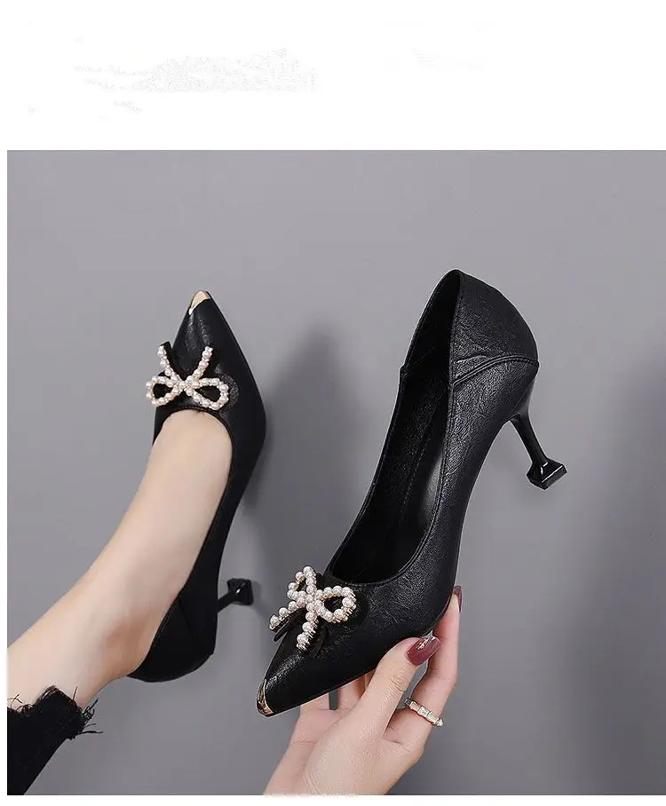2026 Spring and Autumn New Style Professional Small High Heels Women's Pointed Toe Stiletto Sexy Work Shoes Women's Black Comfortable Single Shoes — feature 4